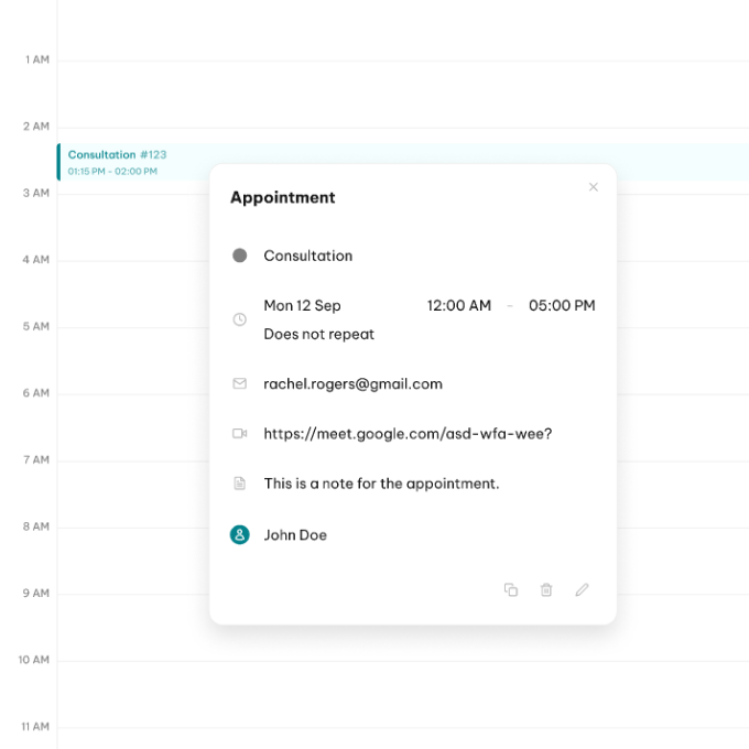 add appointment in calsets
