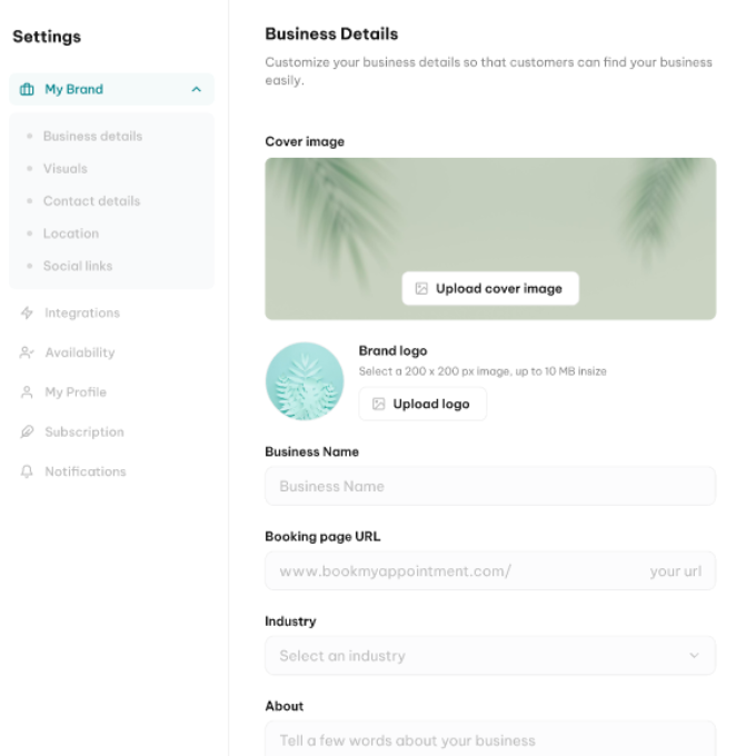 customize business profile in calsets